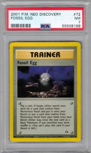 2001 Pokemon Neo Discovery, #72, Trainer, Fossil Egg, PSA 7, NM