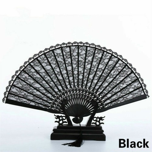 Wedding Prom Dancing Spanish Style Lace Hand Fan Held Folding Silk Bamboo Women - Picture 7 of 8