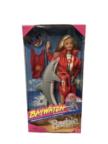 Vintage Baywatch Barbie 1994 Lifeguard, Dolphin & Accessories Mattel 13199 NRFB