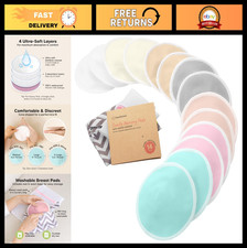 Organic Nursing Pads - 14 Washable Breast Pads for Breastfeeding, Wash Bag, Visc