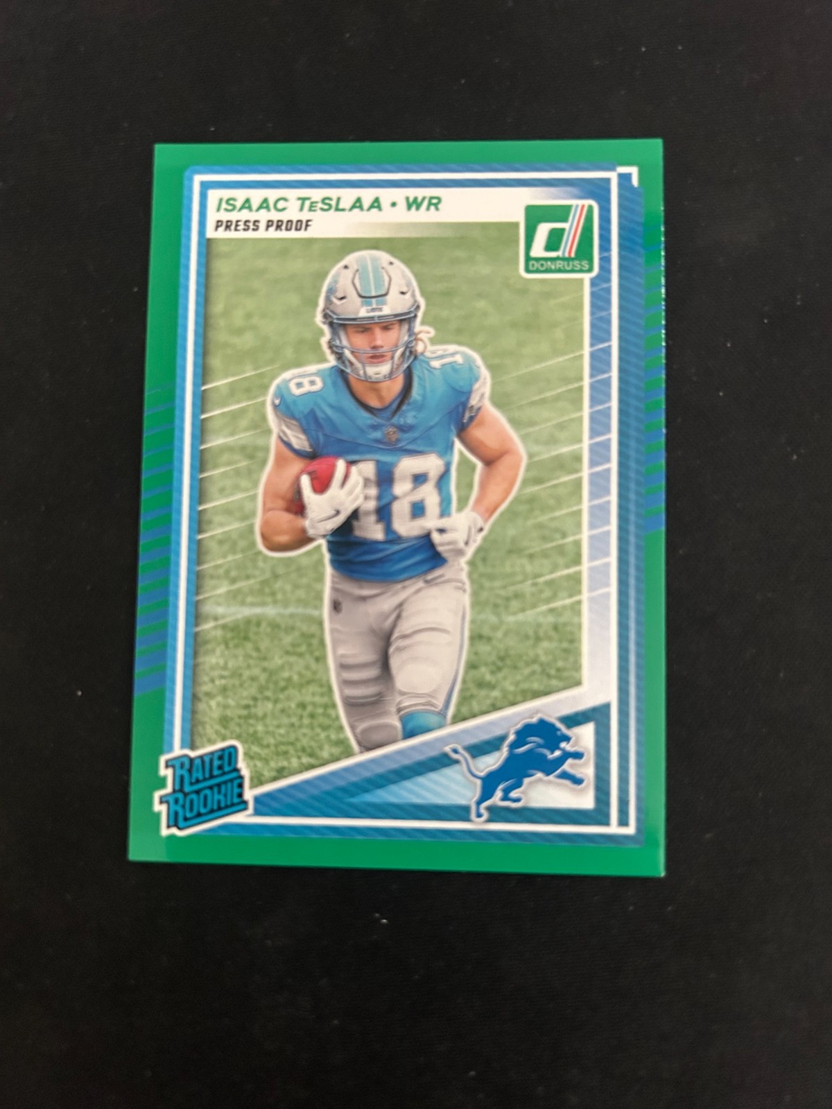 2025 Panini Donruss - Rated Rookie Isaac Teslaa #338 (RC) Green Press Proof