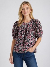 Rebecca Taylor LA VIE Floral Print Short Sleeve Blouse — listing 2