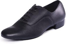 ARCLIBER Mens Dance Shoes Ballroom PU Leather Black Dancing 11.5, Matte