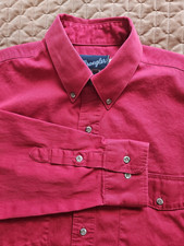 Wrangler X-Long Tails 100 Cotton Red Long Sleeve Western Shirt, 16 1/2, 34