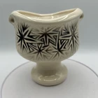 Vintage 1968 MCM McCoy White Planter w/Atomic Black Starburst Pattern  5.5"tall