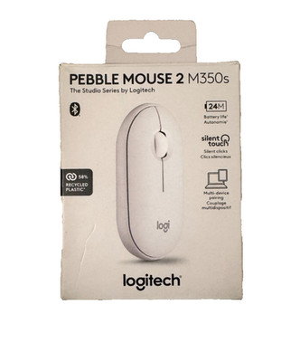 Logitech Pebble Mouse 2 M350s, Ambidextrous, 3-Button, Bluetooth, Tonal White