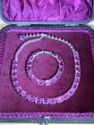 Rare, Vintage Weiss Magenta Rhinestone Necklace Bracelet-Costume Jewelry-AS IS
