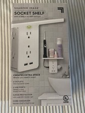 Socket Shelf 6 Electrical Outlet Extenders 2 USB Charging Ports, Space Saver