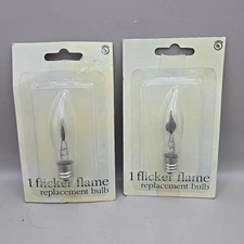 Pair (2) NEW Flicker Flame Tip Replacement Bulbs C7 Candelabra Base 1W 120V