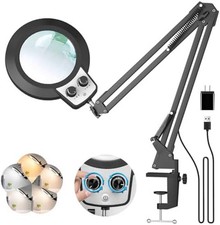KIRKAS 12X Magnifying Glass with Light and Clamp, Extra-Long Arm Magnifying Lamp