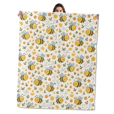 Cute Pattern Throw Blanket for Boys Girls Kids Adults, Cozy 50"x60" Bumblebee
