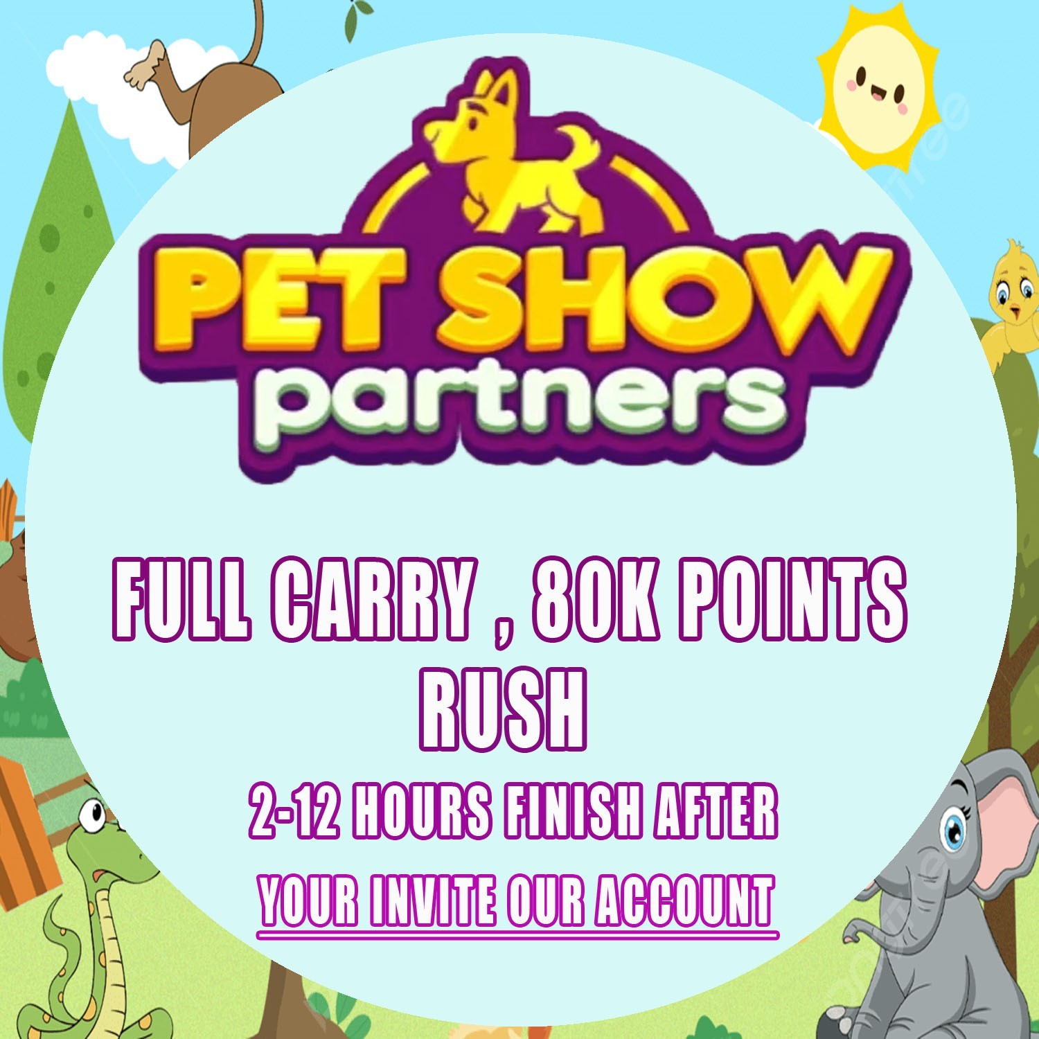 Monopoly Go_Pet Show_Partners Event_80K Points Full Carry Service⭐️Cheapes⭐5302
