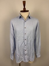 Stenstroms Fitted Body Twofold Cotton Blue Check Long Sleeve Dress Shirt Sz 41