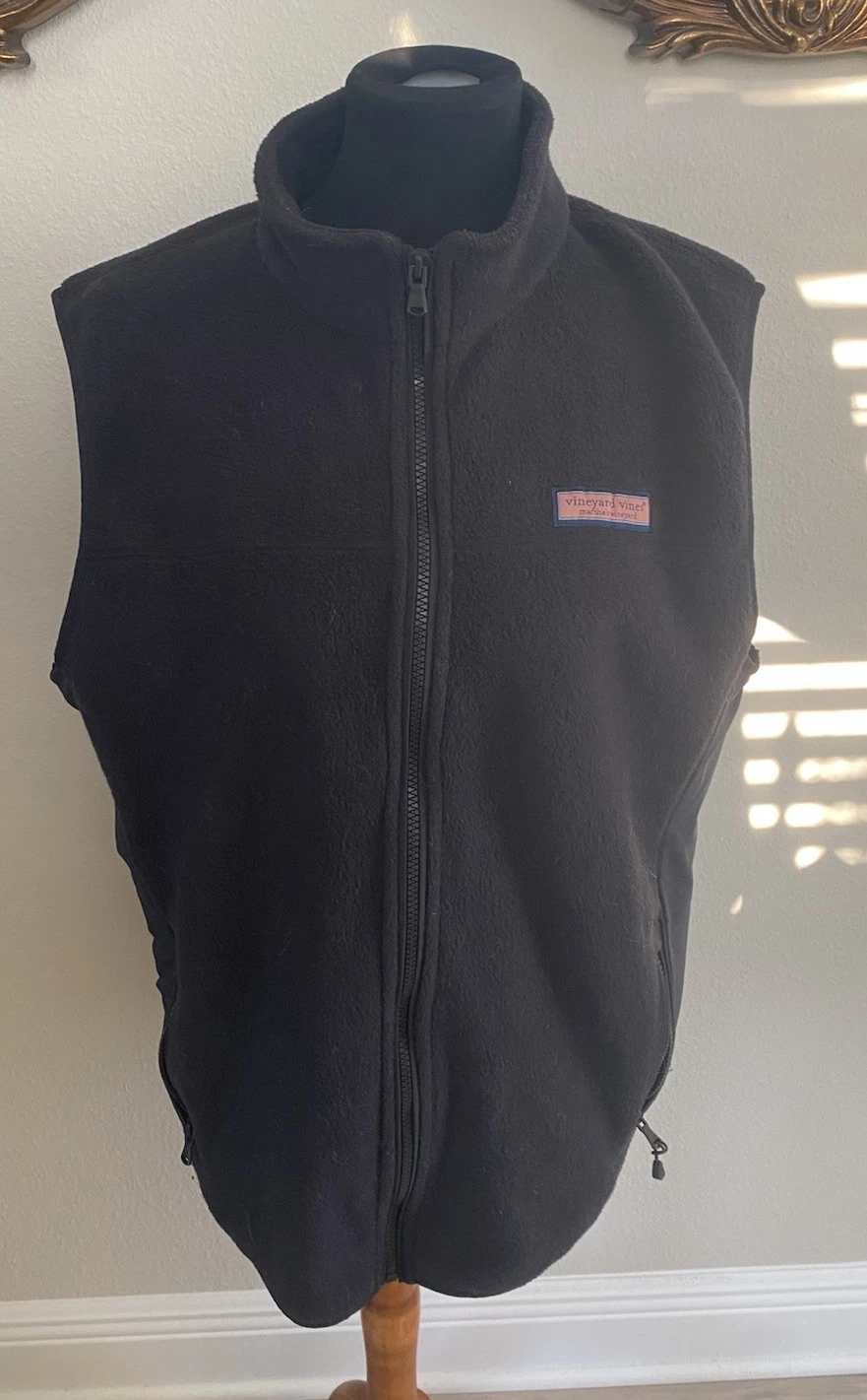 Vineyard Vines Harbor Fleece Vest Men’s Size Large Black