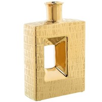 DRW Tischvase Mit Seitlicher ÖFfnung Aus Keramik, Goldfarben, 18 X 7 X 28 Cm
