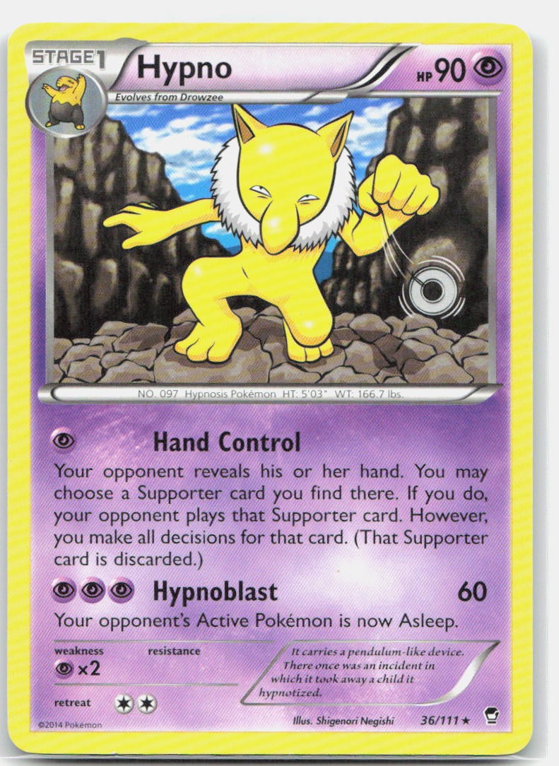 Hypno 36/111 Rare Furious Fists Pokemon Lightly Played