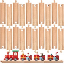 20 Pack Straight Wooden Train Track Bulk Tracks Expansion Small