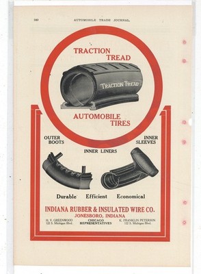 1913 Indiana Rubber & Insulated Wire Co. of Jonesboro Indiana Ad: Traction Tread