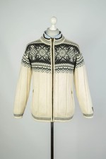 Dale of Norway Black/Beige Nordic Pure Wool Knit Men's Cardigan Sweater Size S
