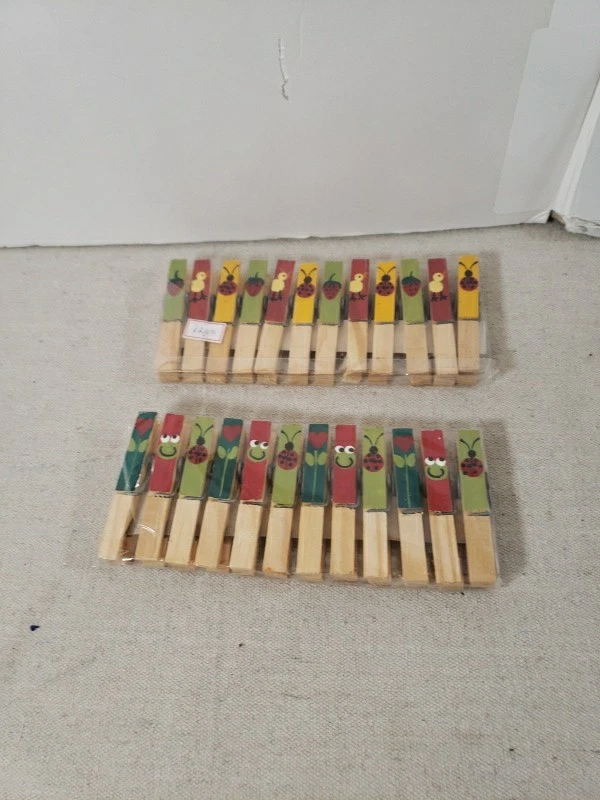 Pinza para ropa de madera pintada a mano 24 piezas Ladybug rana flor pato decoración artesanal fruta_barbacoa Foto 4 de 4