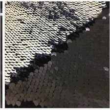 Reversible Sequin Mesh Lace Fabric Black Silver