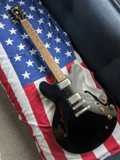 Burny RSA-60 Ebony Semi-Acoustic Guitar Electric Guitar Shipping From Japan