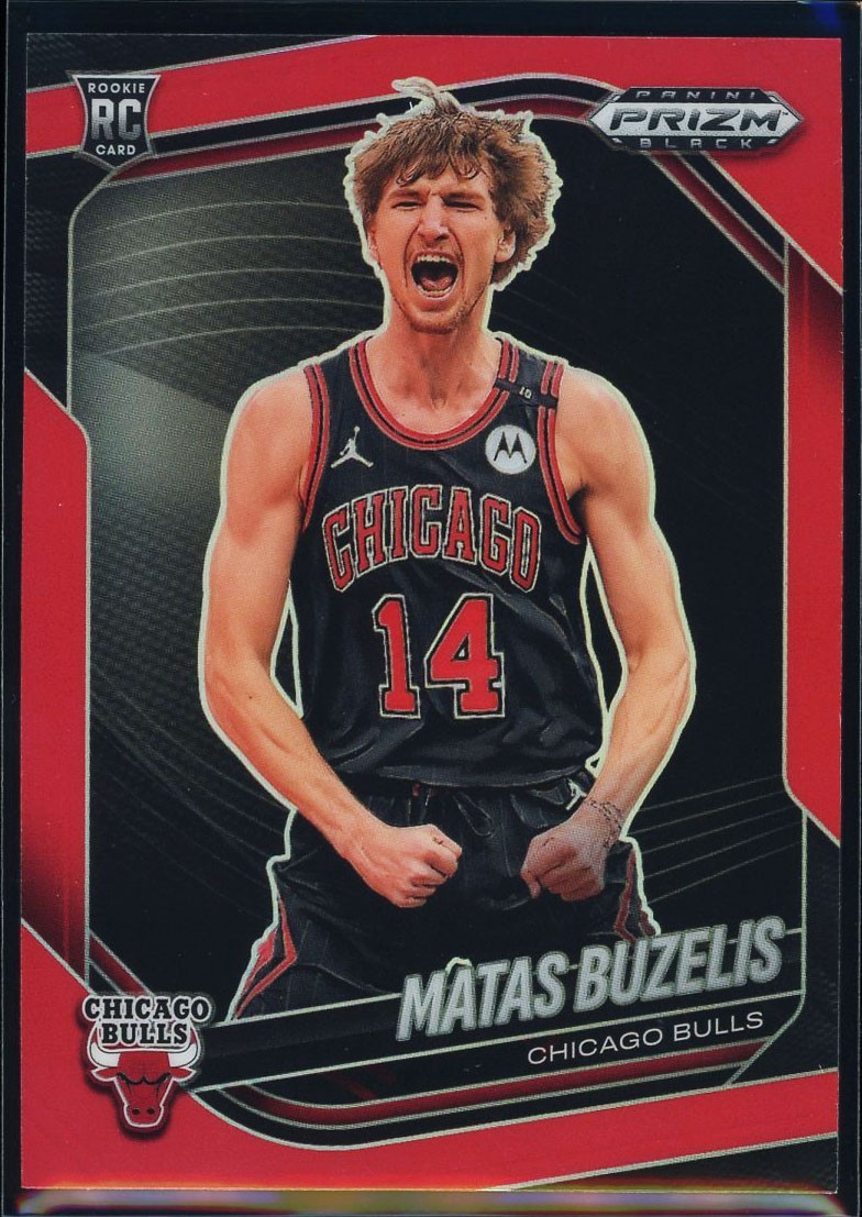 Matas Buzelis 2024-25 Panini Prizm Black #41 Red Prizm Rookie /299 Bulls