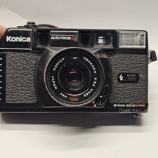 Konica C35AF 35mm Film Camera w/38mm f2.8 Hexanon w/ Case Strap Parts/Repair 