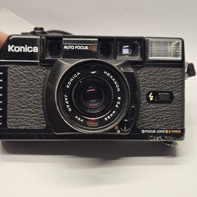 Konica C35AF 35mm Film Camera w/38mm f2.8 Hexanon w/ Case Strap (Parts/Repair)