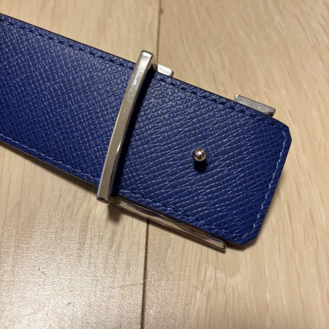 Louis Vuitton ネイビーレザーベルト サイズ90/36cm Authentic Louis Vuitton Navy PVC Leather LV Buckle Size 90