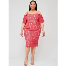 City Chic Lace Whisper Dress Rasberry Bodycon Plus Size XL (22) New