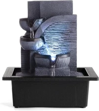 WICHEMI Water Fountains Indoor Waterfall Fountain Tabletop Fountain with LED Lig