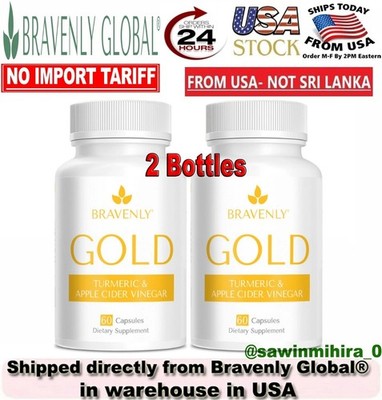 2 bottles Bravenly Gold 120 Capsules TOTAL - NEW IN BOX! EXP 01/ 2028   
