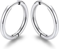Ohrringe Creolen Edelstahl 8-16Mm Huggie Hoop Silber Gold Schwarz Damen Herren