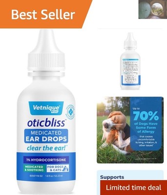 Vet-Recommended Dog Ear Cleaner Drops - 1.8oz Medicated Treatment for Infections