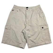 Vintage Mossimo Mens Cargo Shorts Tan Khaki Cotton Made in USA Size 32 90s Y2K