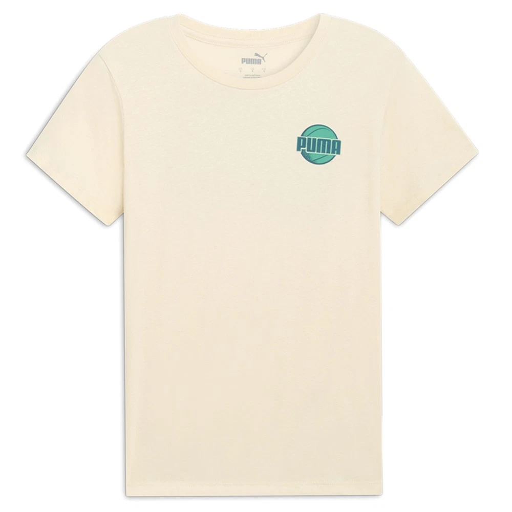 PUMA Tennis Court Logo Crew Neck Short Sleeve T Shirt Womens Off White Casual To