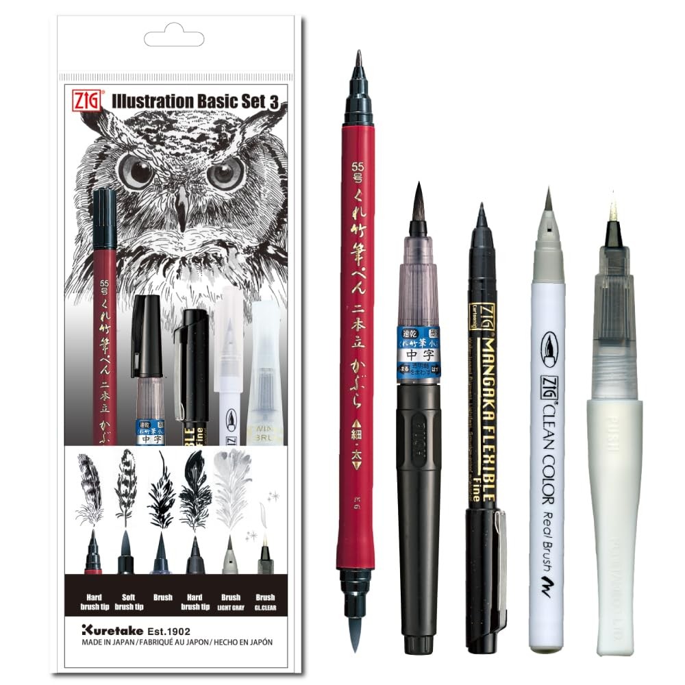 Kuretake Zig Inktober pen set, for 1 Count (Pack of 1), Mult
