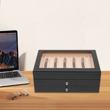 Wood Fountain Pen Display Case 34 Slots Holder Storage Collector Box Organizer