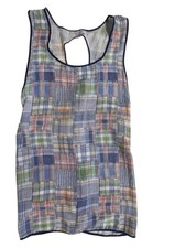 Vintage Madras Plaid Apron One Size 60's Full Knee Length Handmade