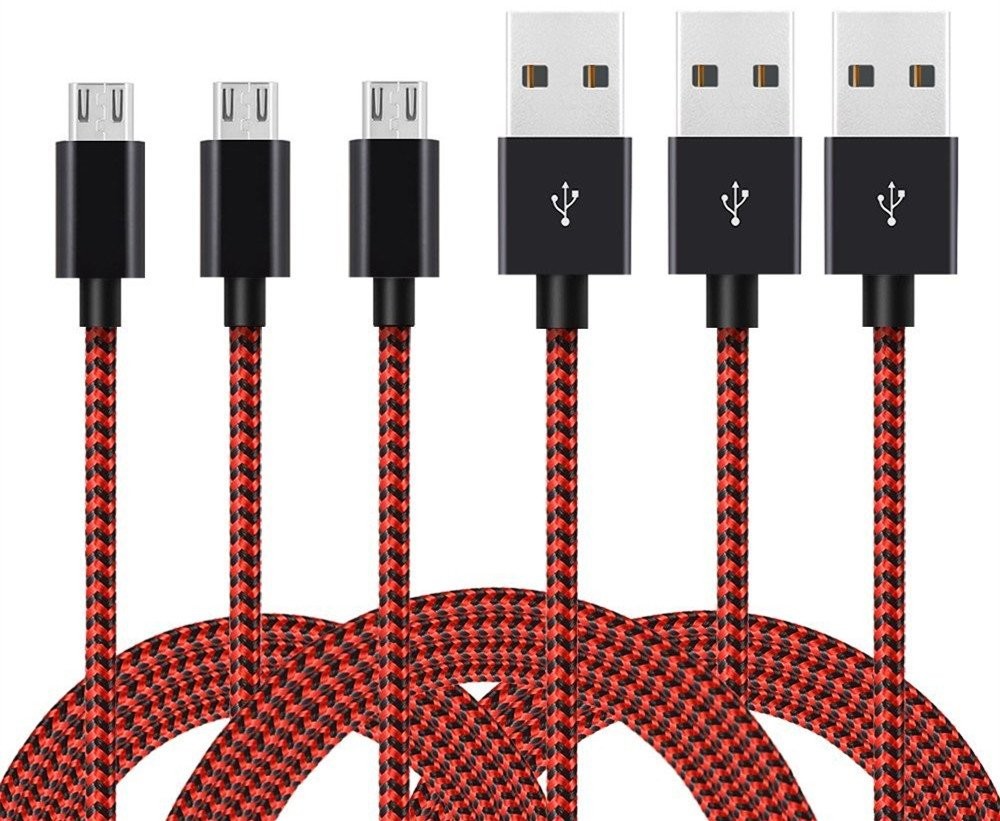Vman MCB-3-2 Micro USB Cable Android Micro USB to USB 2.0 Cable 3Pack 6Ft)