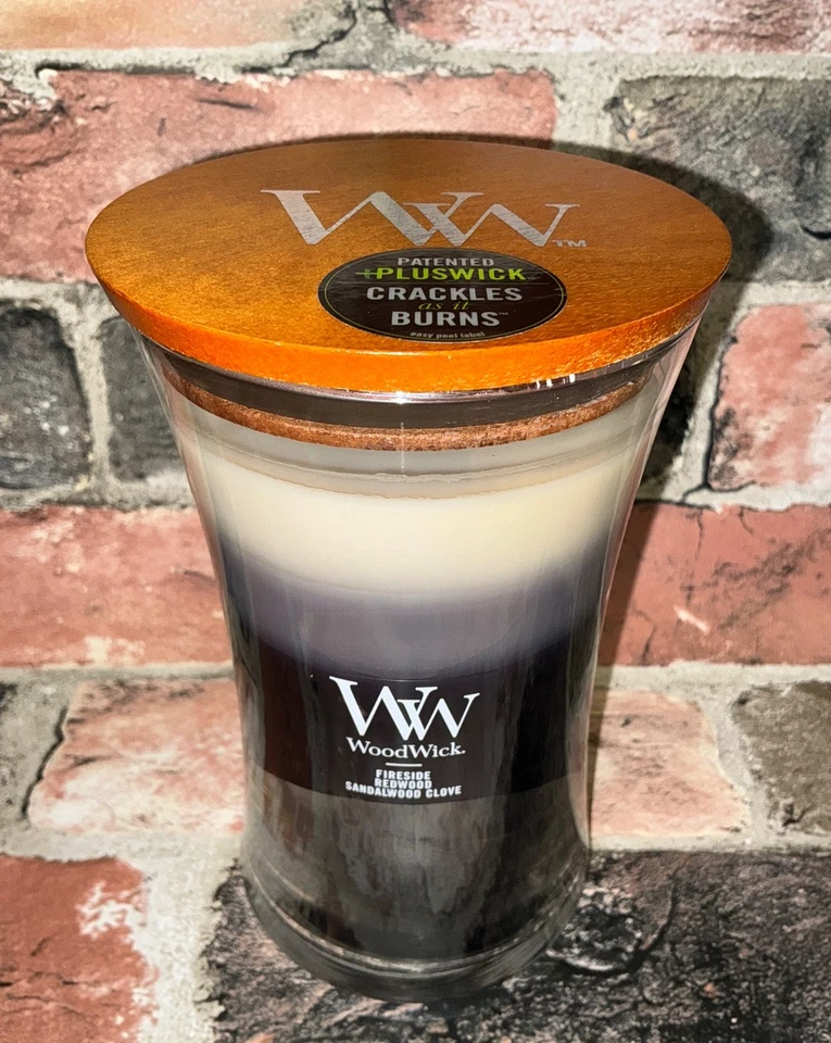 WoodWick Warm Woods Trilogy Large Hourglass Candle Fireside Redwood Clove 21.5oz - Image 3 of 4