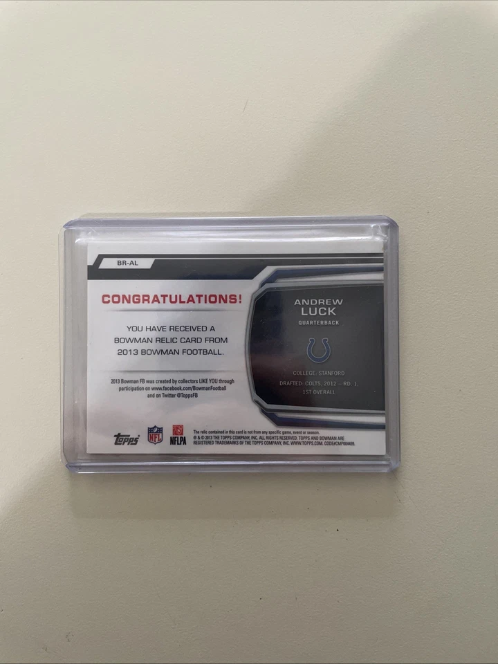 2013 Bowman - Relic Andrew Luck #BR-AL Gold /50 (MEM) - Image 2 of 2