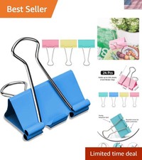 2 Inch Extra Large Binder Clips 24 Pack, Assorted Colors, Colored Jumbo Paper...