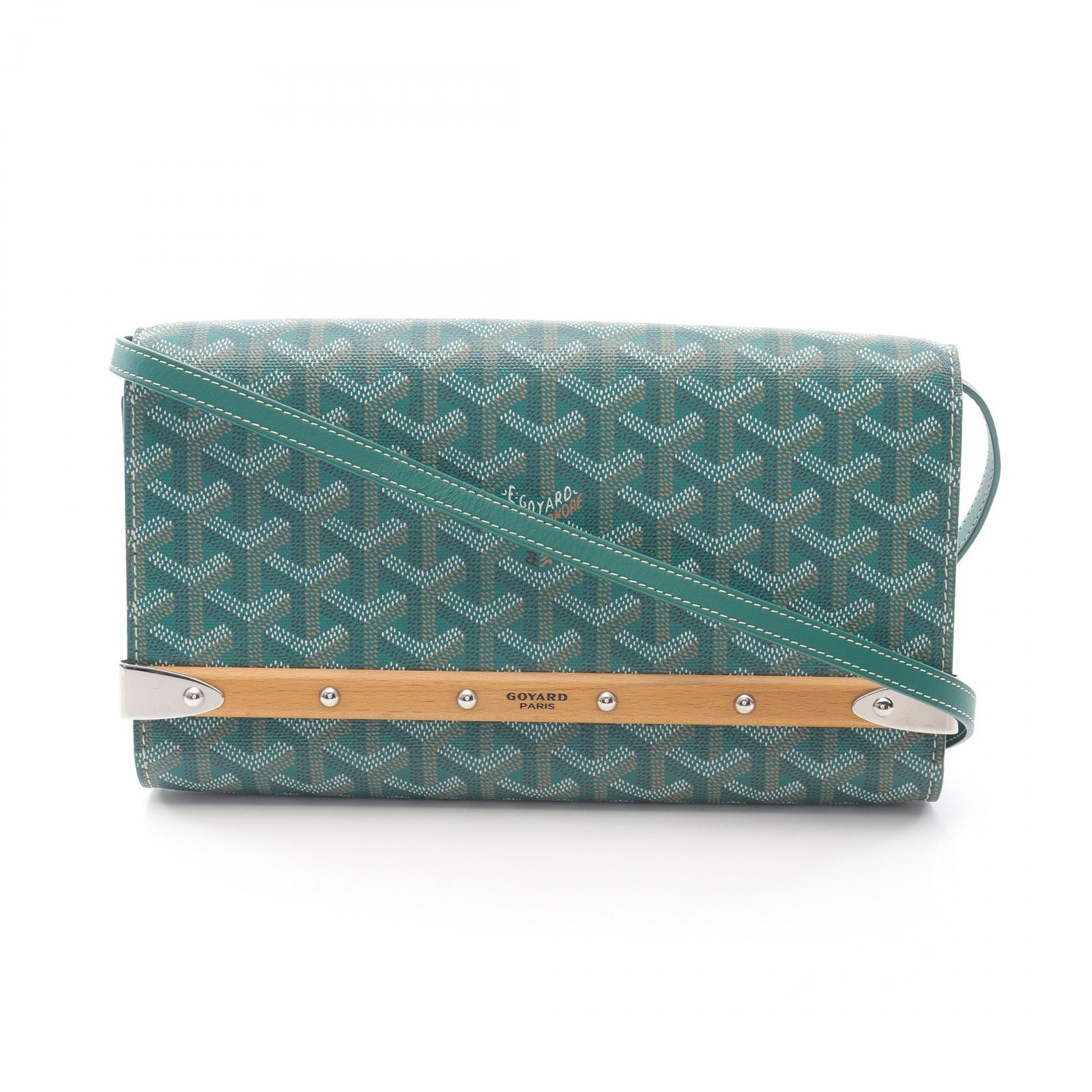 GOYARD Monte Carlo PM Green Canvas Leather Clutch Shoulder Bag for Women Pre-Owned  