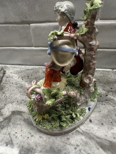 Antique Dresden Porcelain Figurine Couple Under The Tree Made In Germany - Picture 14 of 18