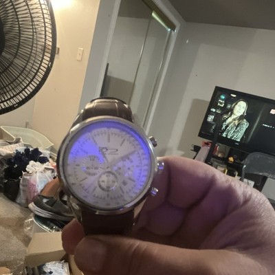 Daniel Steiger Men's Chronograph Wristwatch Brown Leather Strap Silver Case