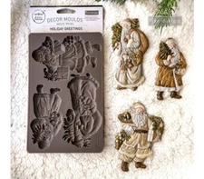 Redesign With Prima "Holiday Greetings" Decor Mould, Food Safe Silicone Mold