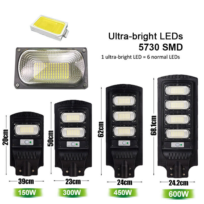 Solar Street Lights LED Flood Lamp Radar Sensor Remote Outdoor Garden Yard Light eBay