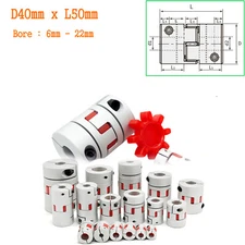 40mm CNC Flexible Shaft Coupling Spider Splined Jaw Plum Coupler Pumps Motor Alu